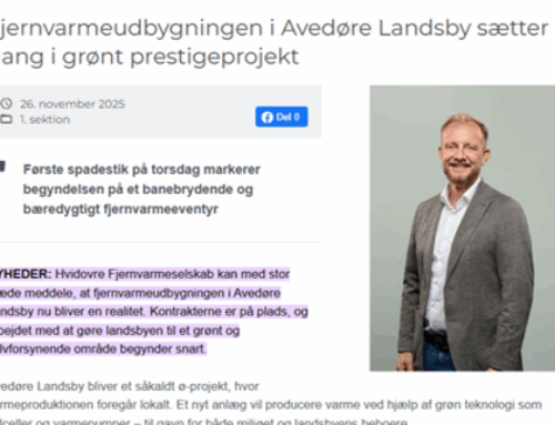 Hvidovre Avis bringer artikel om prestige projekt i Avedøre Landsby